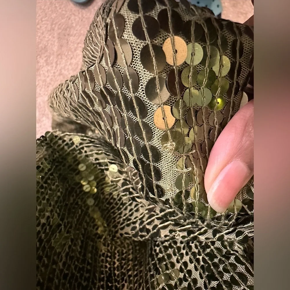 SEQUINED BUTTERFLY SLEEVE WRAP OVER A LINE GOWN - Picture 8 of 17